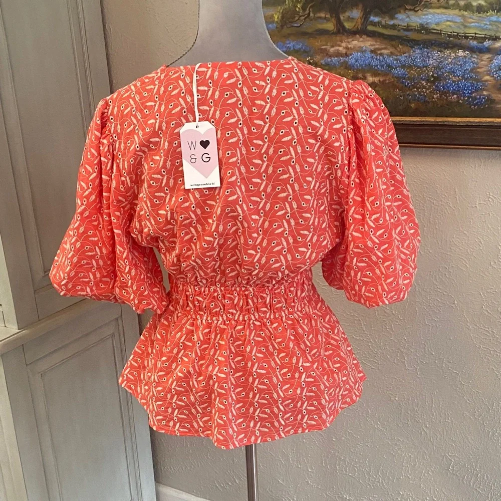 Vibrant Coral Women's Blouse - Picture 4 of 4